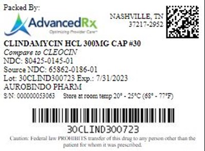 Clindamycin HCl  300mg Cap Qty 30 Ndc 80425 0145